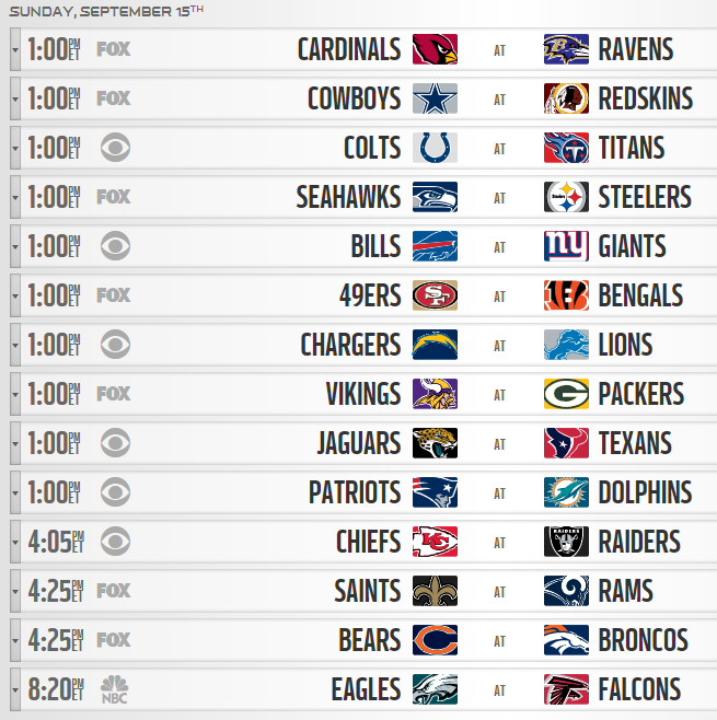 the nfl schedule today