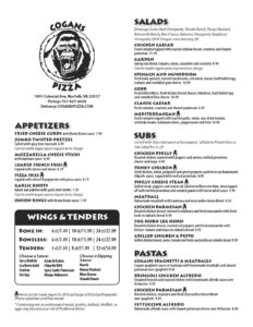 Cogans Pizza Ghent Menu