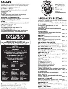 Cogans Pizza Ghent menu