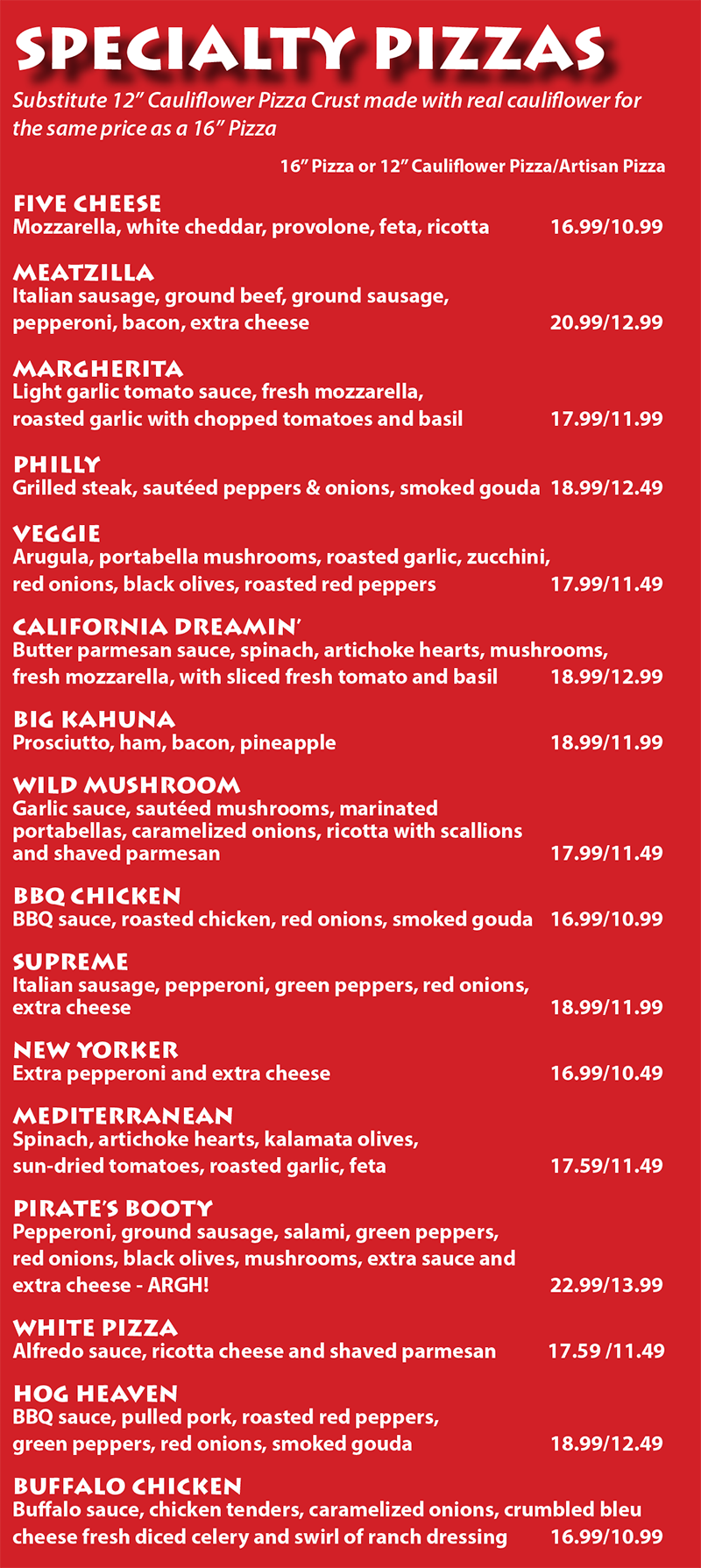 Cogans Menu Cogans Pizza North