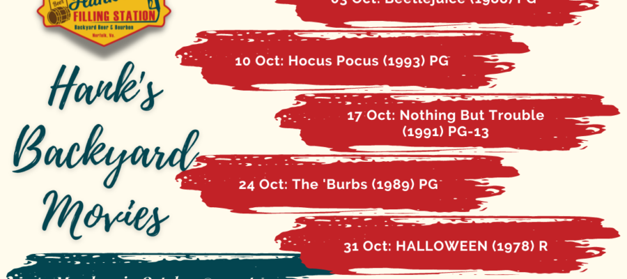 October Backyard Movies, Every Monday @ 7:30pm