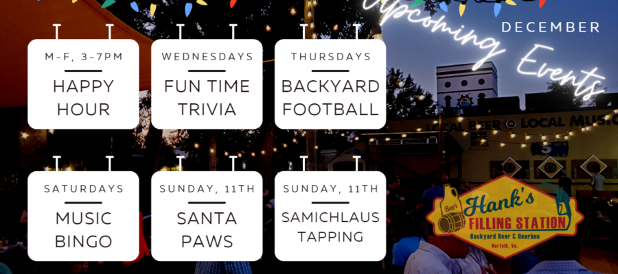 December Upcoming Events @ Hank’s